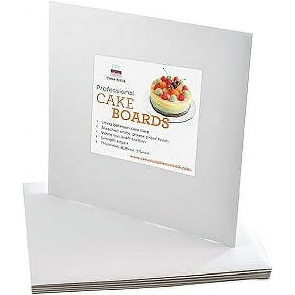 10" White Square Coated Cakeboard,Waxed Greaseproof, Disposable Cakeboard, 6 ct.