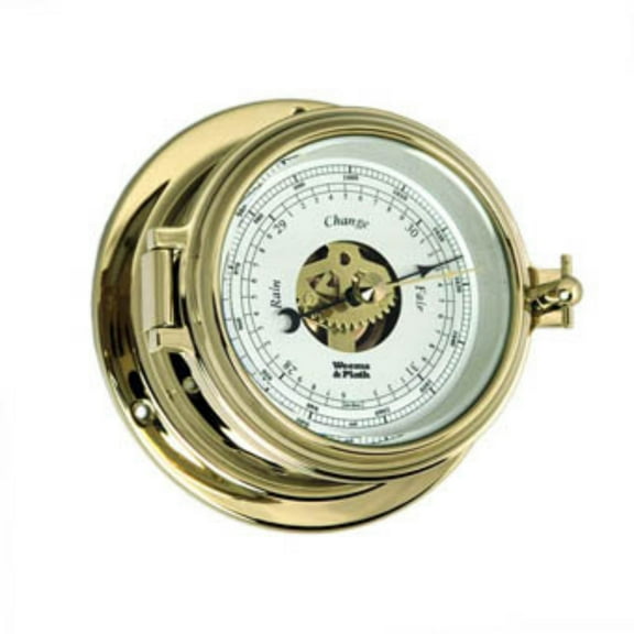 10" White and Gold Contemporary Round Open Dial Barometer