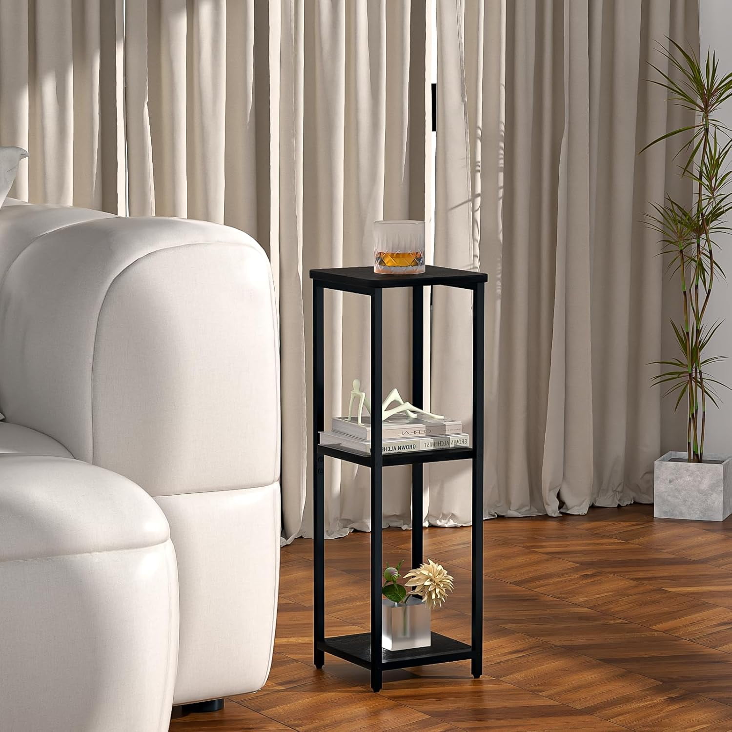 10" Wide Square Drink Table with Adjustable Feet - 3-Tier Small Side ...