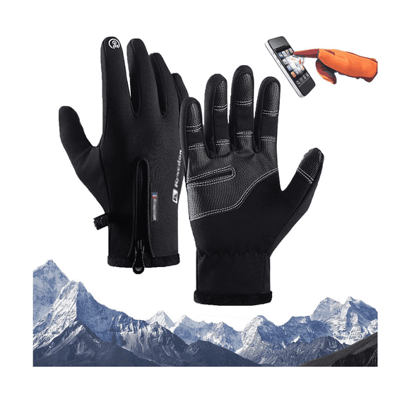 -10℉ Winter Gloves for Mens and Womens, 5-Layer Waterproof Gloves for Cold Weather, Snow Ski Gloves with Touchscreen Fingers (Black,XXL)