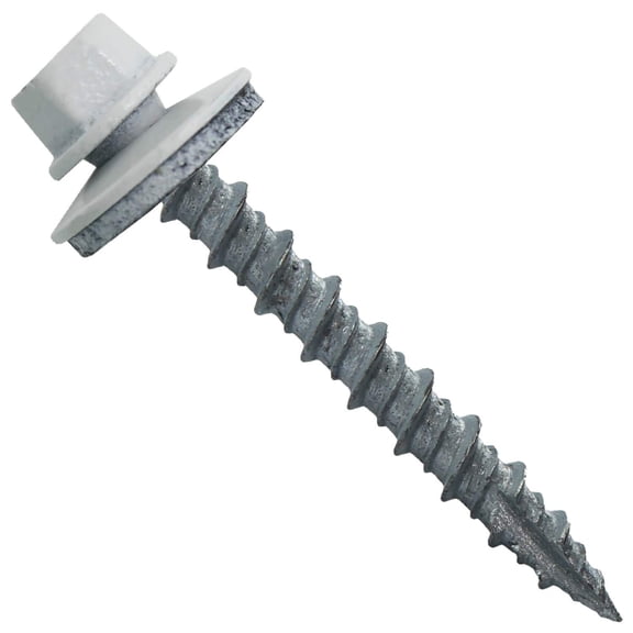 10 X 1-1/2" Brite White Metal Roofing Screws - Hex Washer Head- Self-starting/tapping Epdm Washer. 1 250 Count Bag 250
