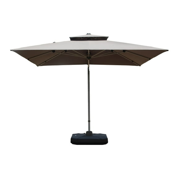 10' X 10' Square Cantilever Umbrella with Center Pole, Aluminum Offset Umbrella with 360-degree Rotation, Base Not Included, for Garden Deck Pool Patio, Gray
