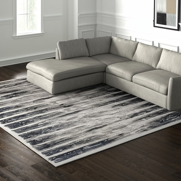 HomeRoots 616896 10 x 13 ft. Gray & Black Abstract Distressed Rectangle Area Rug