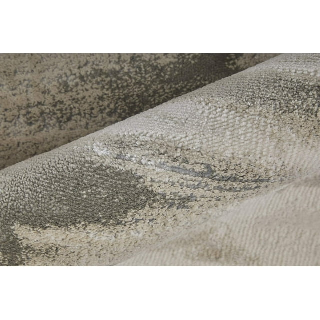 10' X 13' Gray Ivory and Taupe Abstract Power Loom Area Rug