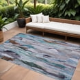 thumbnail image 1 of 10' X 14' Blue Gray And Brown Abstract Washable Indoor Outdoor Area Rug, 1 of 5