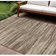 HomeRoots 613078 10 x 14 ft. Brown & Beige Abstract Washable Indoor & Outdoor Rectangle Area Rug
