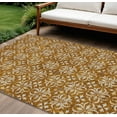 thumbnail image 1 of 10' X 14' Copper And Beige Floral Washable Indoor Outdoor Area Rug, 1 of 5