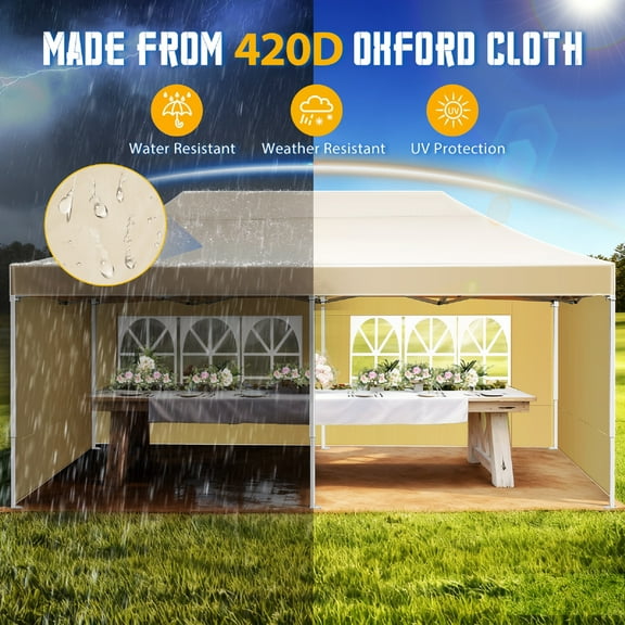 Healifty Stable Khaki Outdoor Canopy, Water-Resistant, Elegant Roman Window Design