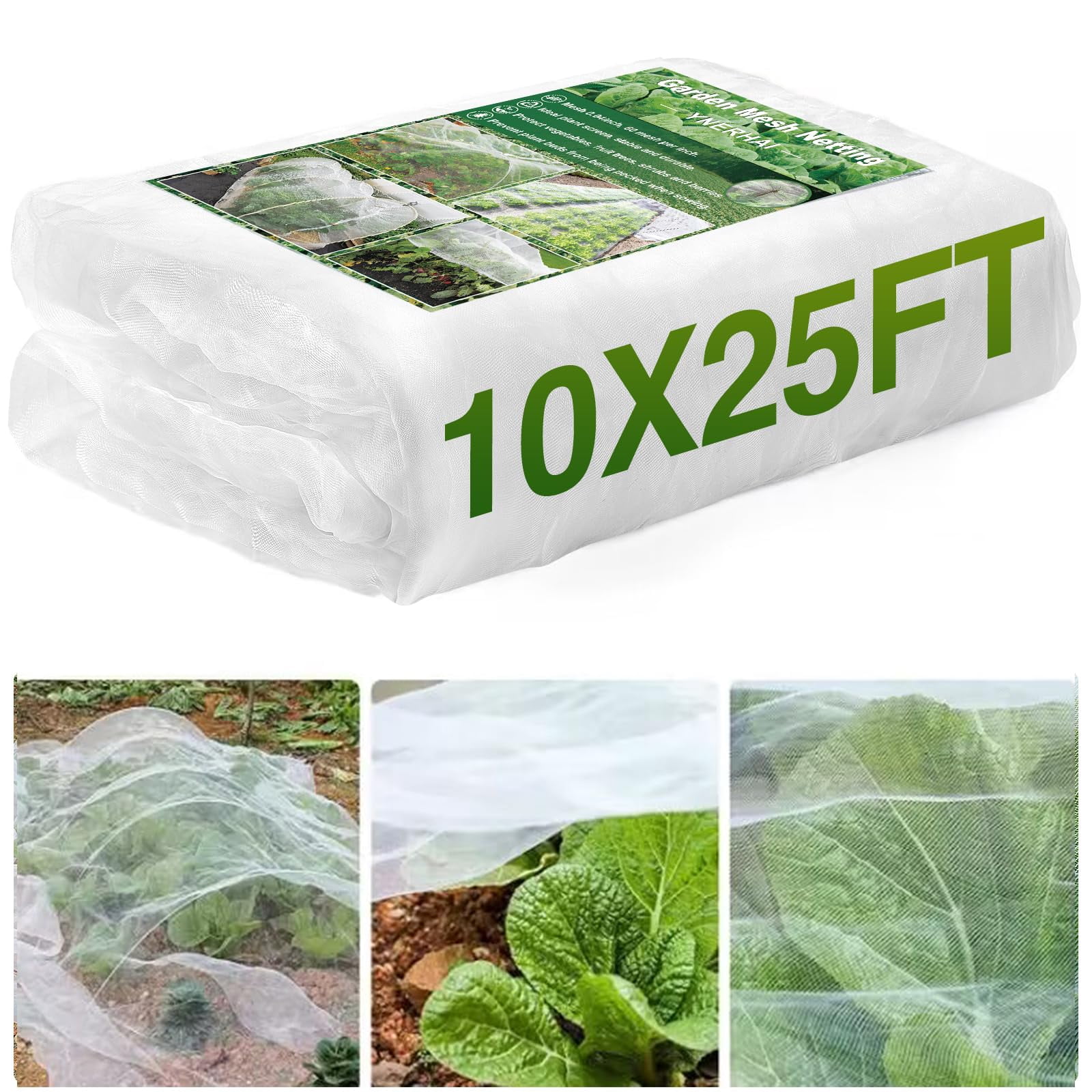 10 X 25FT Garden Mesh Netting Barrier,Fruit Tree Plant Netting for Vegetable Blueberry Bushes Plant Row Cover Screen Protection