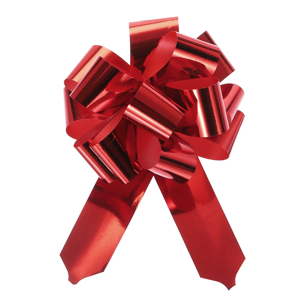 10 X 4" Metallic Large Big Pull Bow Gift Wrapping Bows Ribbon Red