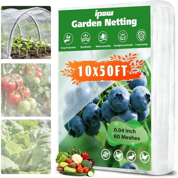 10 X 50FT Garden Mesh Netting Ultra Fine Pest Barrier, Insect Bug Bird for Vegetables Fruit Flower Protection, Thickened 60 Row Covers Fabric Screen from Birds Bugs
