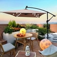 thumbnail image 1 of 10 X 6.5 FT Outdoor Patio Umbrella with Solar Lights, Rectangle LED Solar Powered Umbrella Tilt Adjustable Resistant Fabric and Sturdy Cross Base, Large Sun Umbrella For Garden Pool Beach, Mushroom, 1 of 9