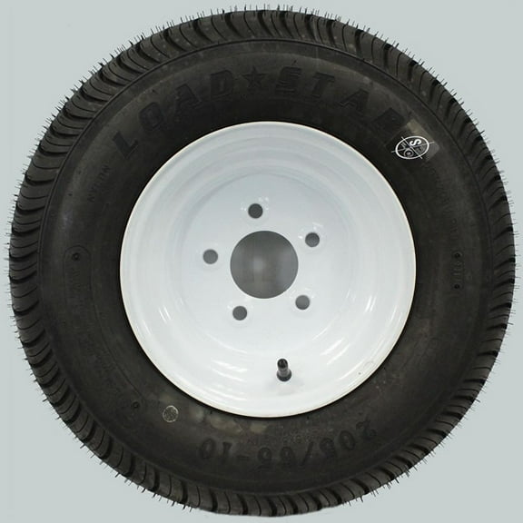 10" X 6", 5 lug 4.5" Bolt Circle, White Trailer Wheel