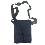 RAVEN Blue Denim Bag 8" x 10" 20.3 x 25.4 cm Adjustable 51" 129.54 cm Strap Multiple Zipper Pockets Quick-Release Buckle Ideal for Travel & Shopping