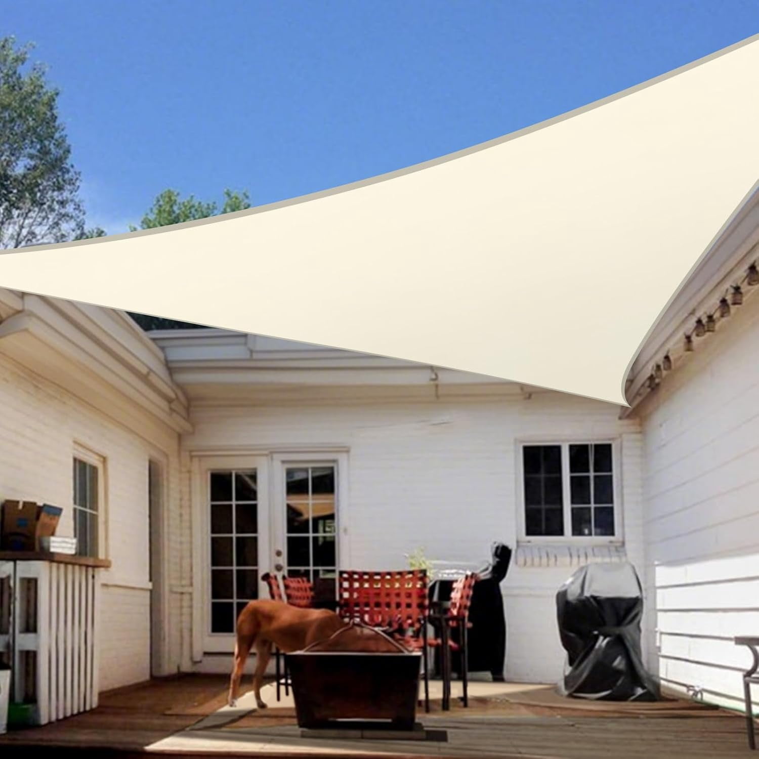 10'X10'X14' HDPE Sunshade Sail, Cream
