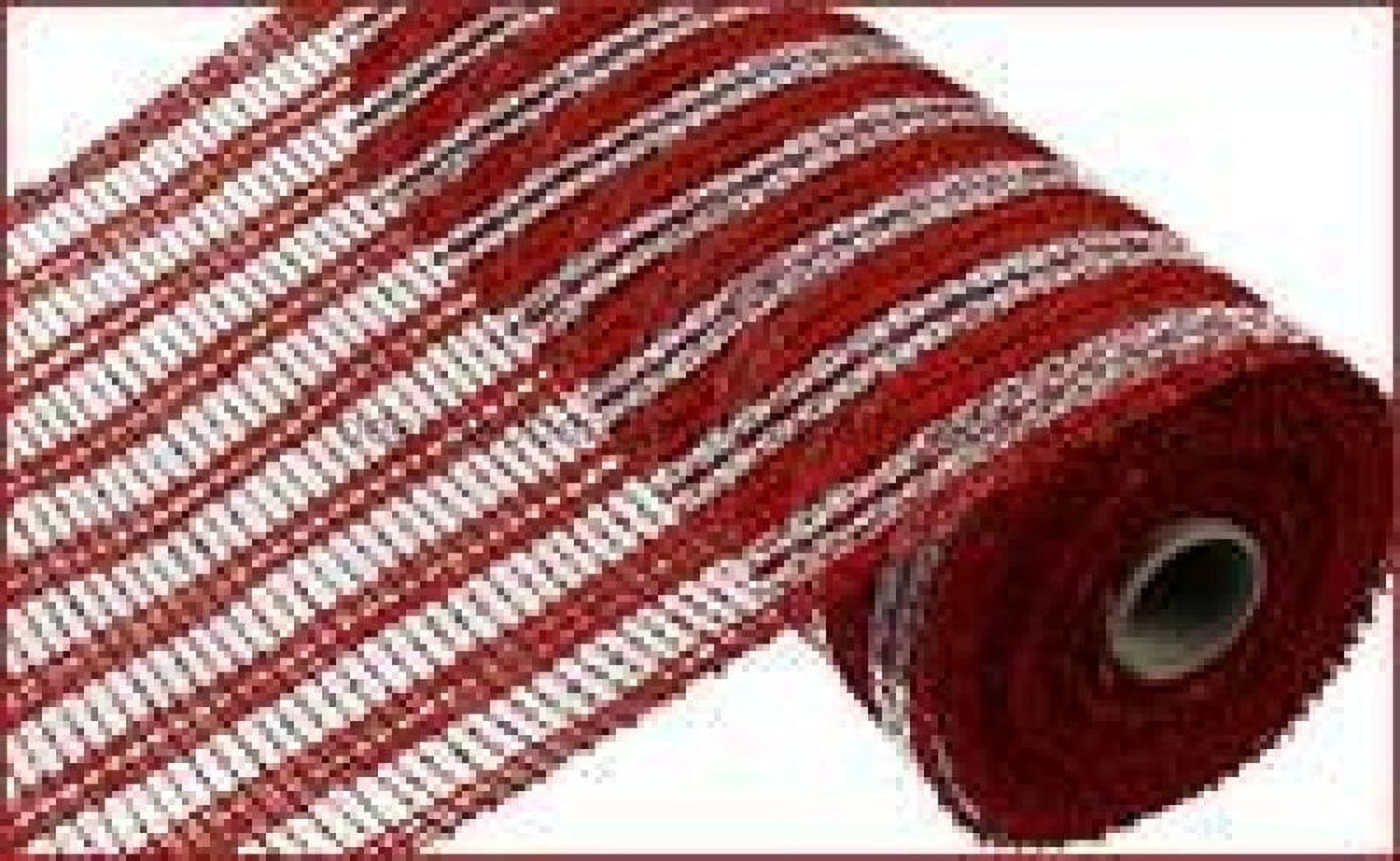 10"X10Yd Poly Burlap Double Stripe Mesh Red/White RP810634