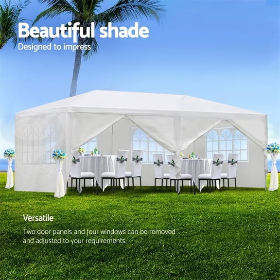 10'X20' Outdoor Canopy Tent, White Party Tent Wedding Birthday Tents with 6 Removable Sidewalls, Gazebo w/Transparent Windows Outside Gazebo Event Tent for Parties Garden Patio and Backyard
