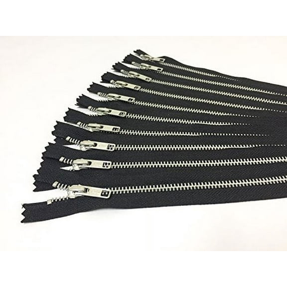 10 YKK Metal Zippers - Silver Aluminum Finish - 12 inches
