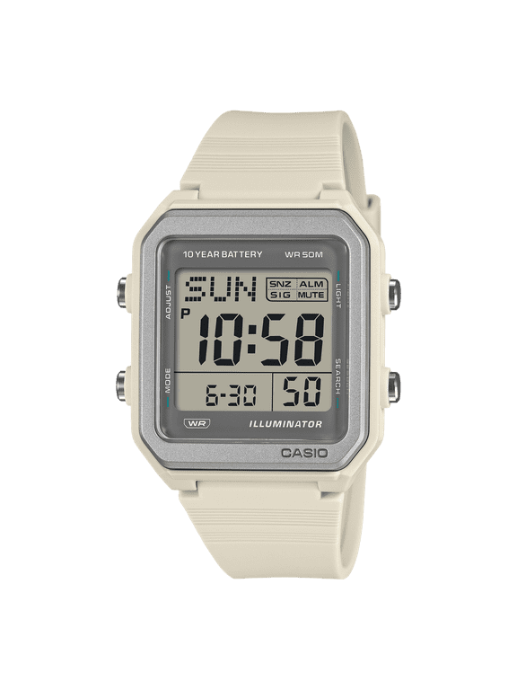 White Digital Resin Watch with 10 Year Battery and 50M Water Resistance