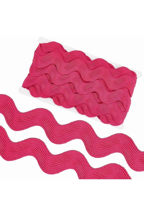 10 Yard 1.58 Inch Jumbo RIC Rac Lace Trim Rick Rack Wave Bending Fringe Trimming Ribbon Large Sewing Woven Fabric for Crafts Wrapping Wedding Cloth Party (Deep Pink) for DIY