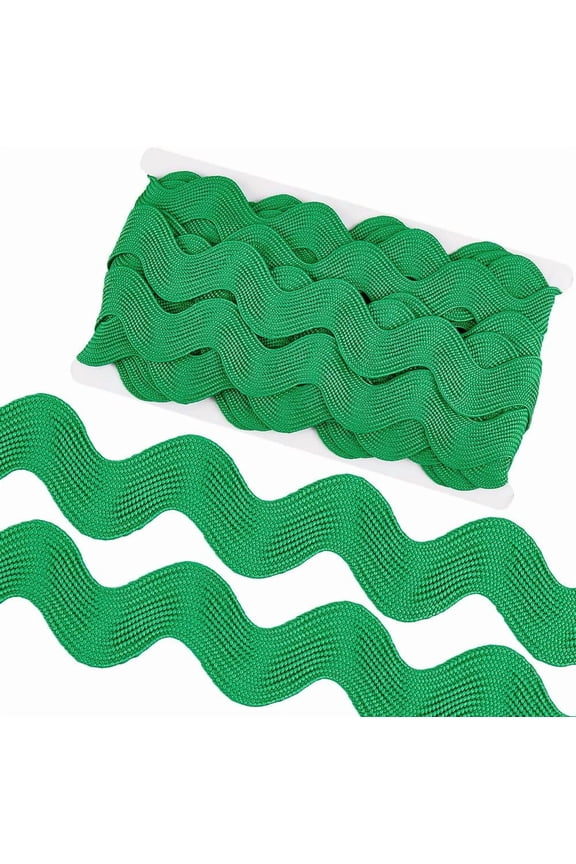 10 Yard 1.58 Inch Large Christmas Green RIC Rac Trim Wave Bending Fringe Ribbon Jumbo Forest Green Rick Rack Wavy Edge Ribbon Fabric Zig Zag Trim for Sewing Wedding Dress Gift Wrapping for DIY