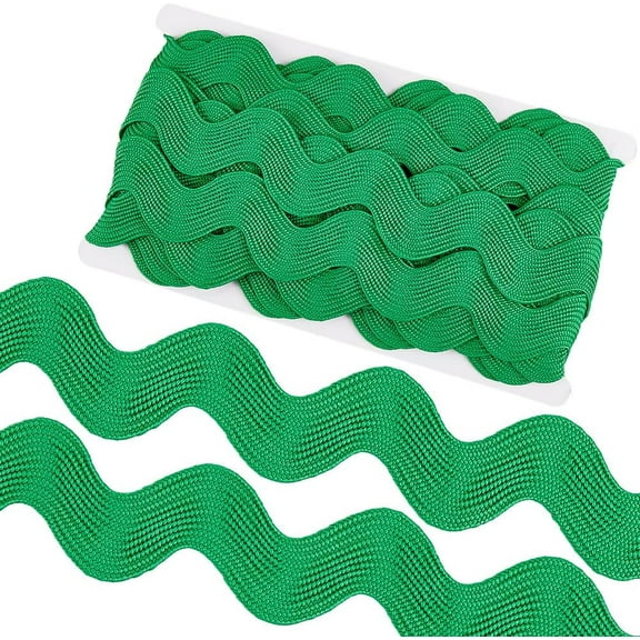 10 Yard 1.58 Inch Large Christmas Green RIC Rac Trim Wave Bending Fringe Ribbon Jumbo Forest Green Rick Rack Wavy Edge Ribbon Fabric Zig Zag Trim for Sewing Wedding Dress Gift Wrapping 1set