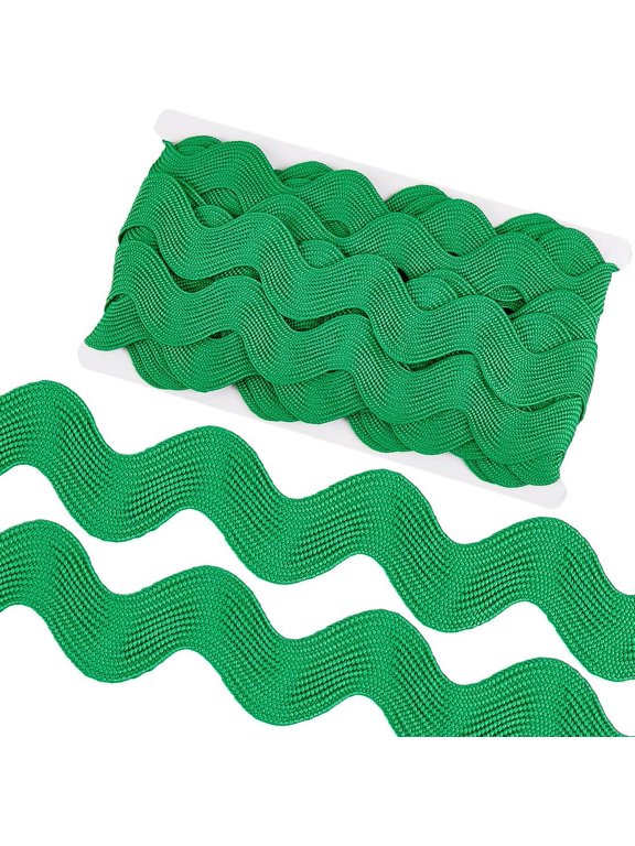 10 Yard 1.58 Inch Large Christmas Green RIC Rac Trim Wave Bending Fringe Ribbon Jumbo Forest Green Rick Rack Wavy Edge Ribbon Fabric Zig Zag Trim for Sewing Wedding Dress Gift Wrapping Green