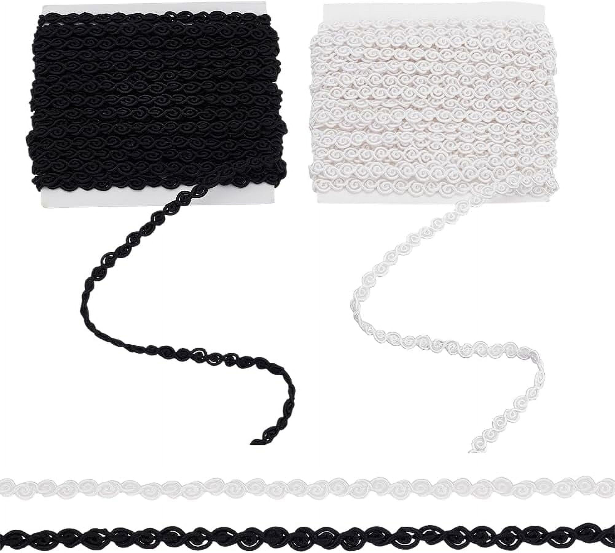 10 Yard 2 Pcs S Wave Pattern Braid Lace Ribbon 1/8 inch Wide White and ...