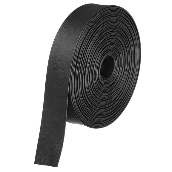 10 Yard 25mm PU Faux Leather Strips, Fold Over Leather Strap Roll Double Sided Faux Supplies for DIY Craft Projects, Black