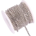 thumbnail image 1 of 10 Yard 3mm Crystal Rhinestone Close Chain Clear Trimming Claw Chain Sewing Craft about 2330pcs Rhinestones - Crystal (Silver Bottom), 1 of 9