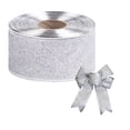 thumbnail image 1 of 10 Yard Christmas Glitter Wired Ribbon with Metallic Edge 2 Inch Christmas Tree Decorative Ribbons for Gift Wrapping, Wreath Decor, Home DIY Bow Crafts, Xmas Holiday Party Supplies (Silver), 1 of 15