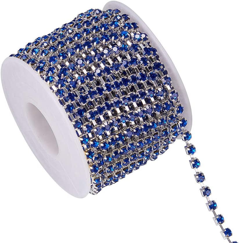 UMAOKANG 16.4ft Silver Rhinestone Stainless Steel Chain – Jewelry Making Chain With Lobster Clasps, Jump Rings, And Claw Clasps