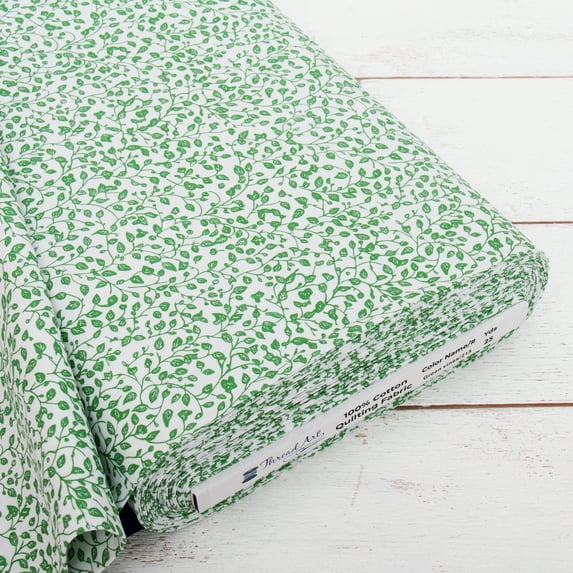 10 Yard Cut Premium Cotton Quilting Fabric - Confetti Brights Collection - 44" Width - 100% Cotton - Quilting, Sewing, Crafts - Green Vine