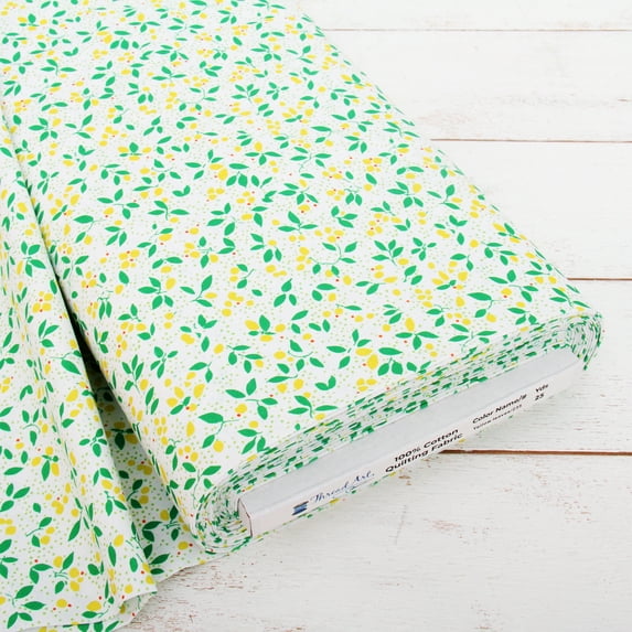 10 Yard Cut Premium Cotton Quilting Fabric - Confetti Brights Collection - 44" Width - 100% Cotton - Quilting, Sewing, Crafts - Yellow Leaves