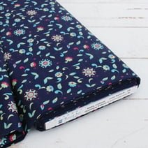 10 Yard Cut Premium Cotton Quilting Fabric - Navy Blue Floral - 44" Width - 100% Cotton - Quilting, Sewing, Crafts