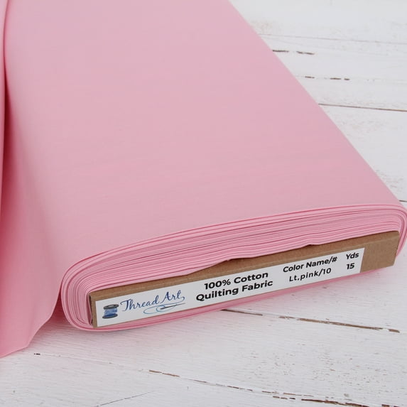10 Yard Cut ThreadArt Premium Cotton Quilting Fabrics - Light Pink - 44" Width - 100% Cotton - Quilting, Sewing, Crafts