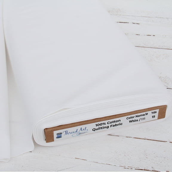 10 Yard Cut ThreadArt Premium Cotton Quilting Fabrics - White - 44" Width - 100% Cotton - Quilting, Sewing, Crafts