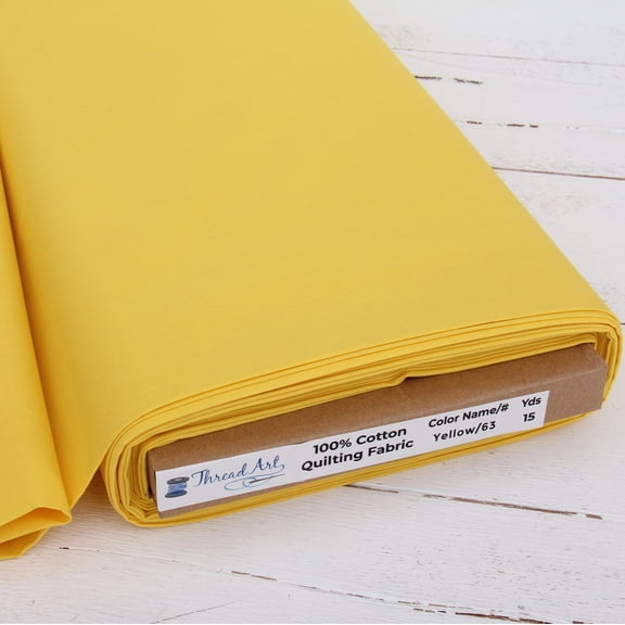 10 Yard Cut ThreadArt Premium Cotton Quilting Fabrics - Yellow - 44" Width - 100% Cotton - Quilting, Sewing, Crafts