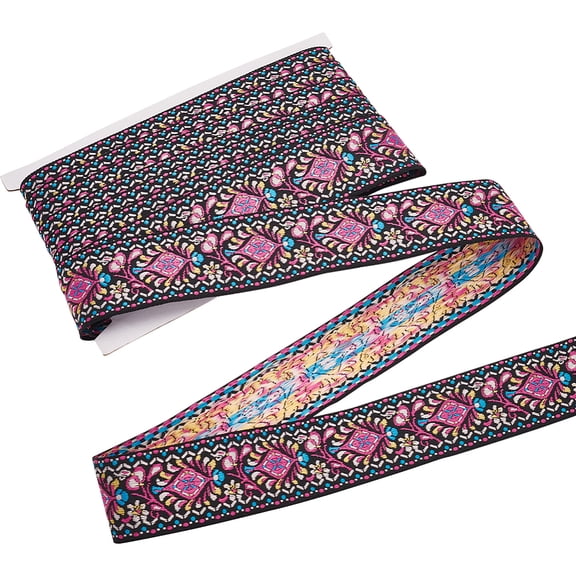 10 Yard Ethnic Style Ribbon Trim 1.6 Inch Wide Vintage Jacquard Ribbon Embroidered Woven Ribbon Boho Persian Trim DIY