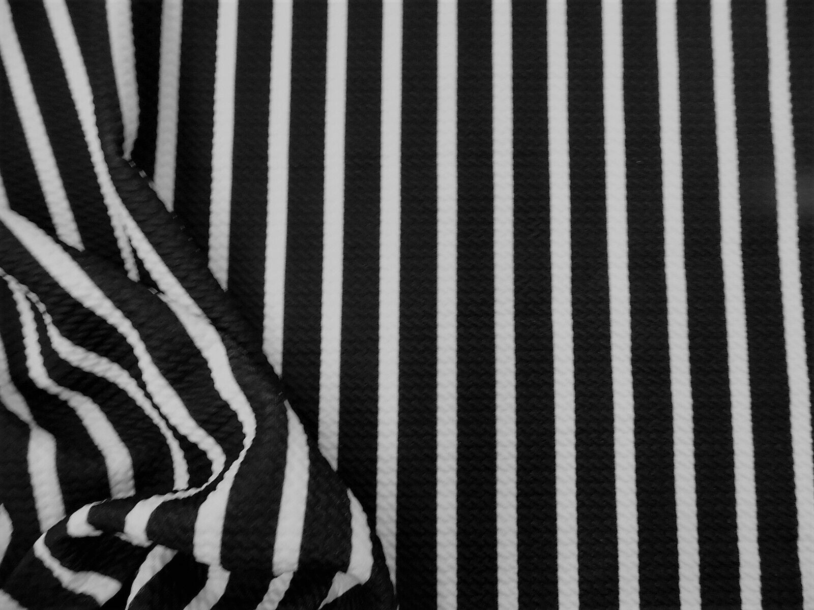 10 Yard Lot Bullet Printed Liverpool Textured Fabric 4 way Stretch Black White Stripe X35