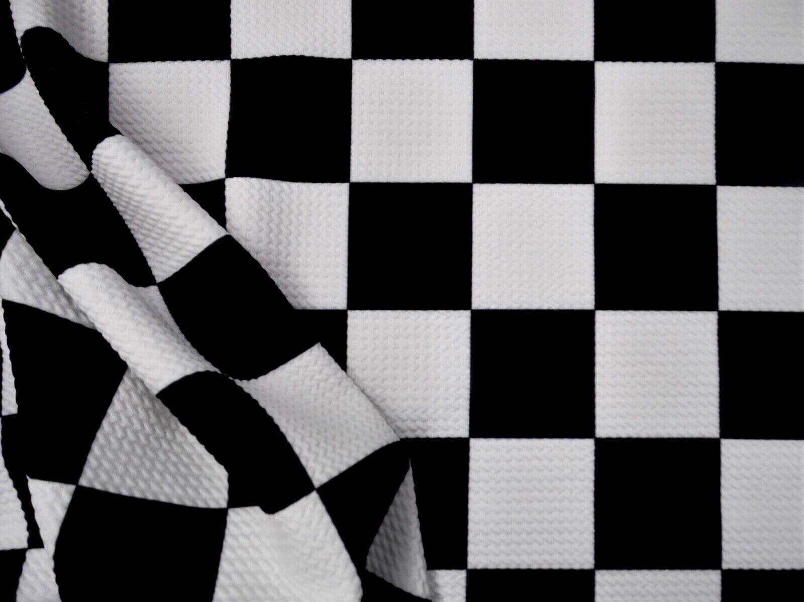 10 Yard Lot Bullet Printed Liverpool Textured Fabric 4 way Stretch Checkered Black White T29
