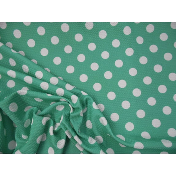 10 Yard Lot Bullet Printed Liverpool Textured Fabric 4 way Stretch Mint Green White Polka Dot P15