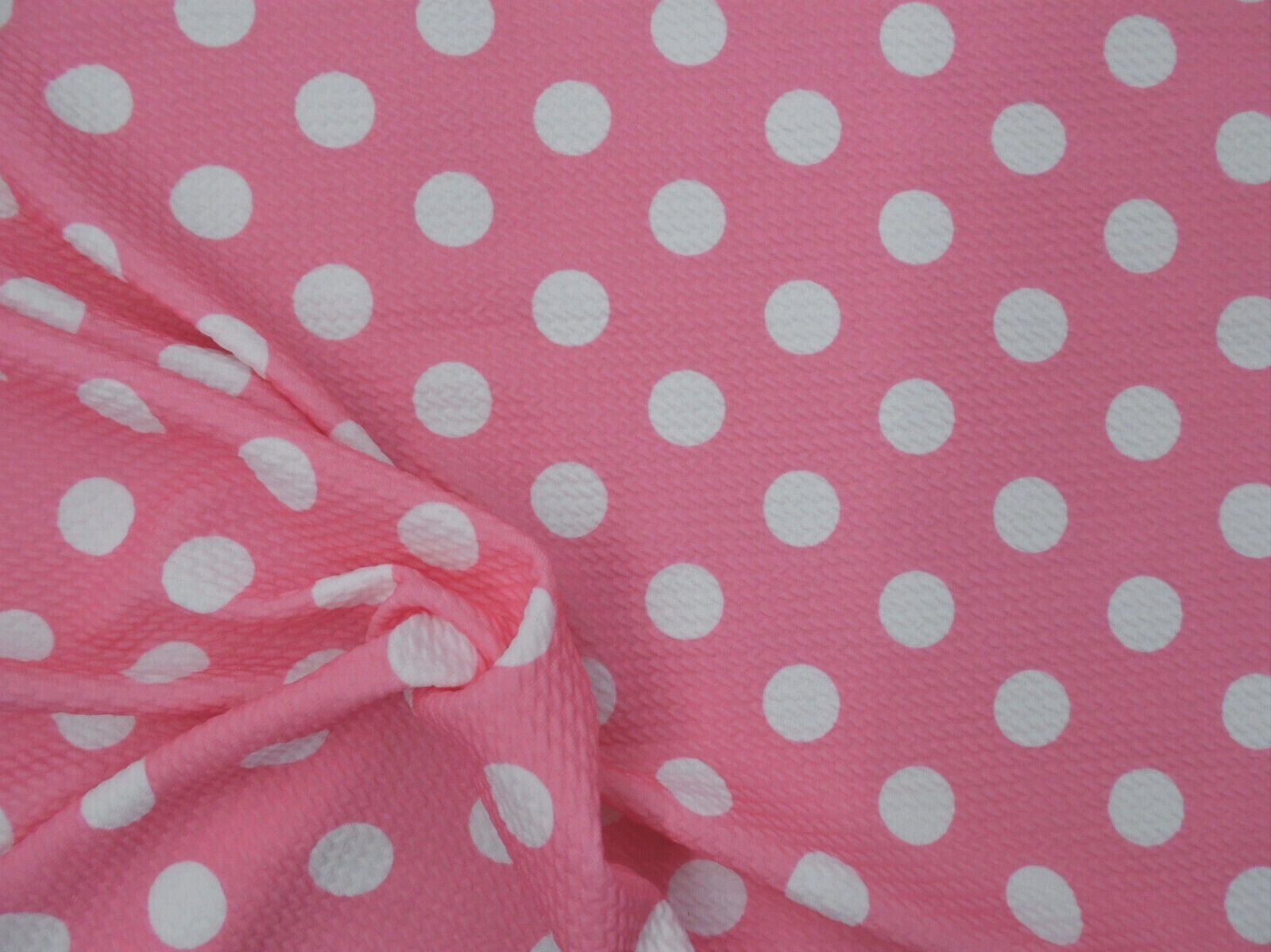 10 Yard Lot Bullet Printed Liverpool Textured Fabric 4 way Stretch Pink White Polka Dot P36
