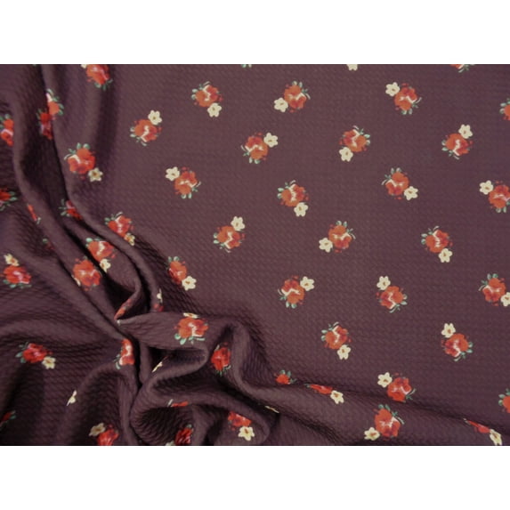 10 Yard Lot Bullet Printed Liverpool Textured Fabric Stretch Dk Brown Red Yellow Floral V42