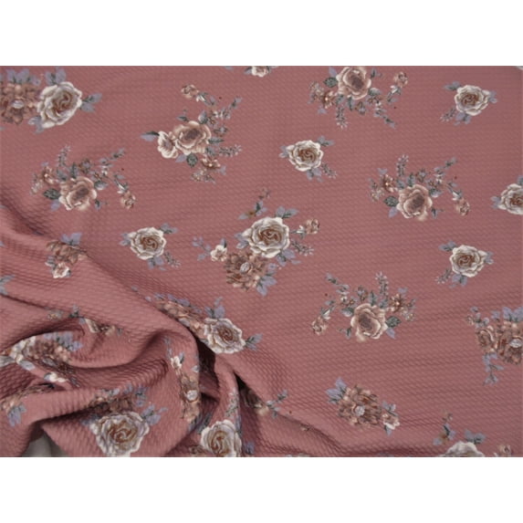 10 Yard Lot Bullet Printed Liverpool Textured Fabric Stretch Mauve Slate Blue Floral T43
