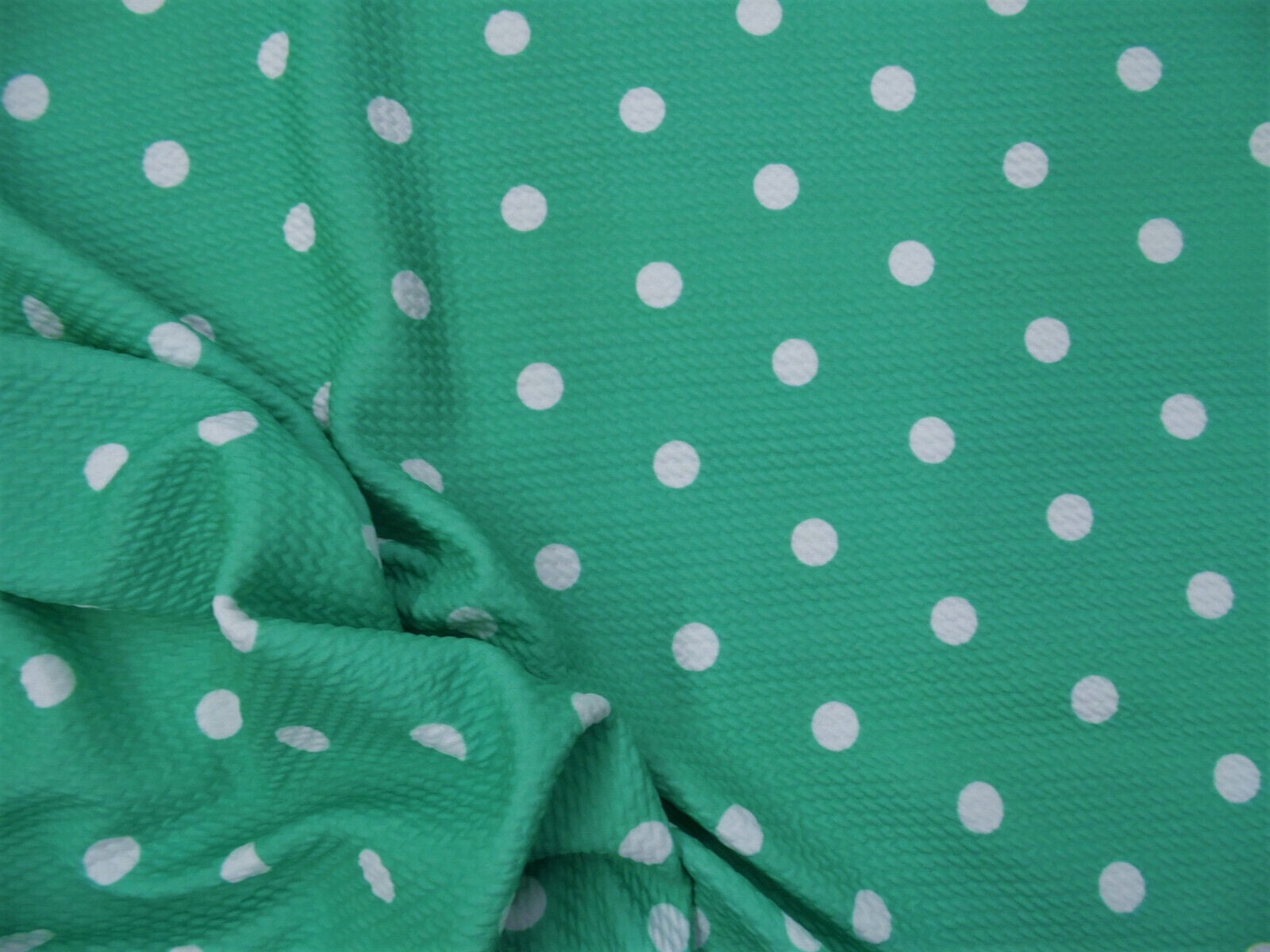 10 Yard Lot Bullet Printed Liverpool Textured Fabric Stretch Mint Green White Small Polka Dot S44