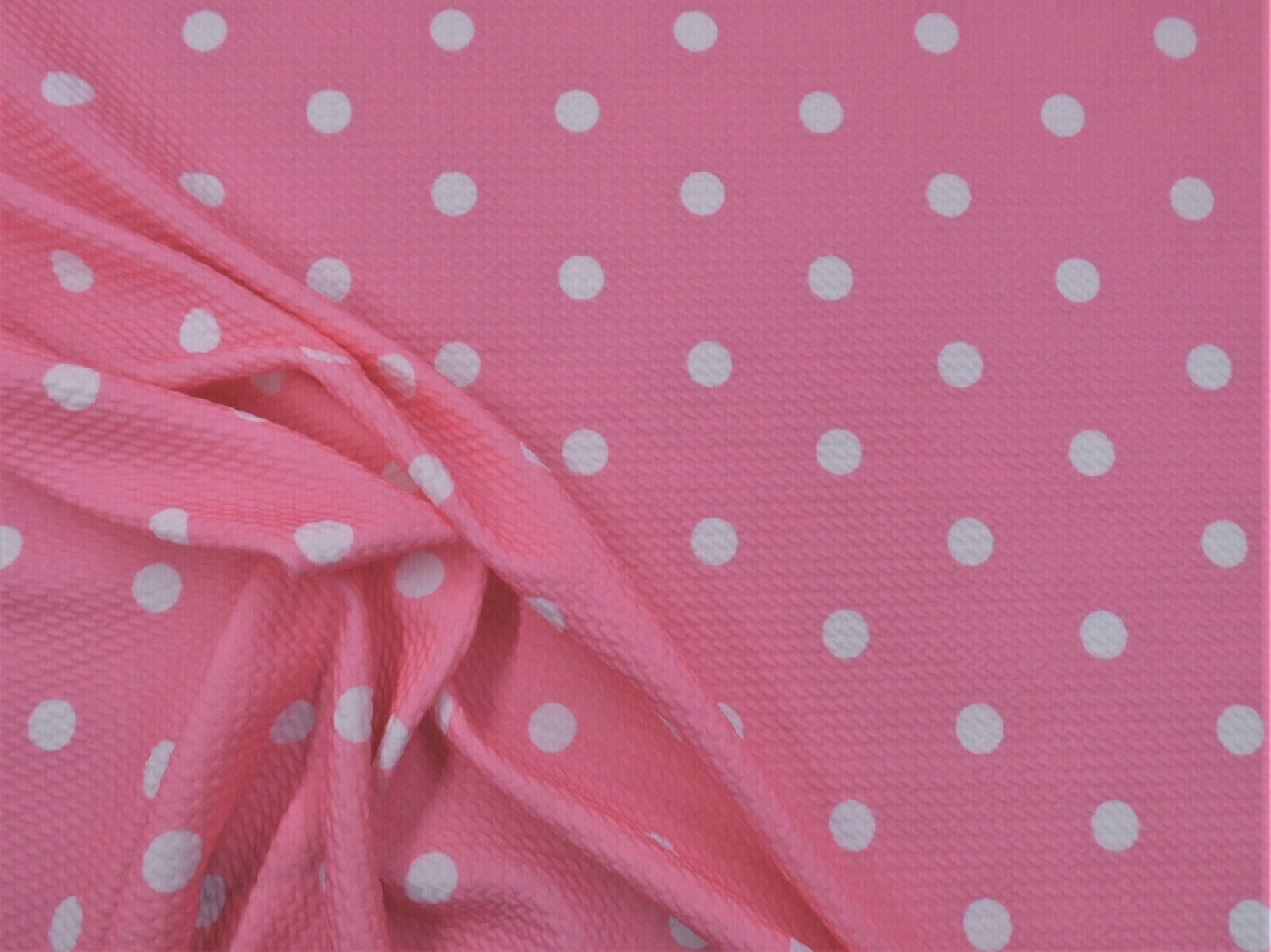 10 Yard Lot Bullet Printed Liverpool Textured Fabric Stretch Pink White Small Polka Dot S41