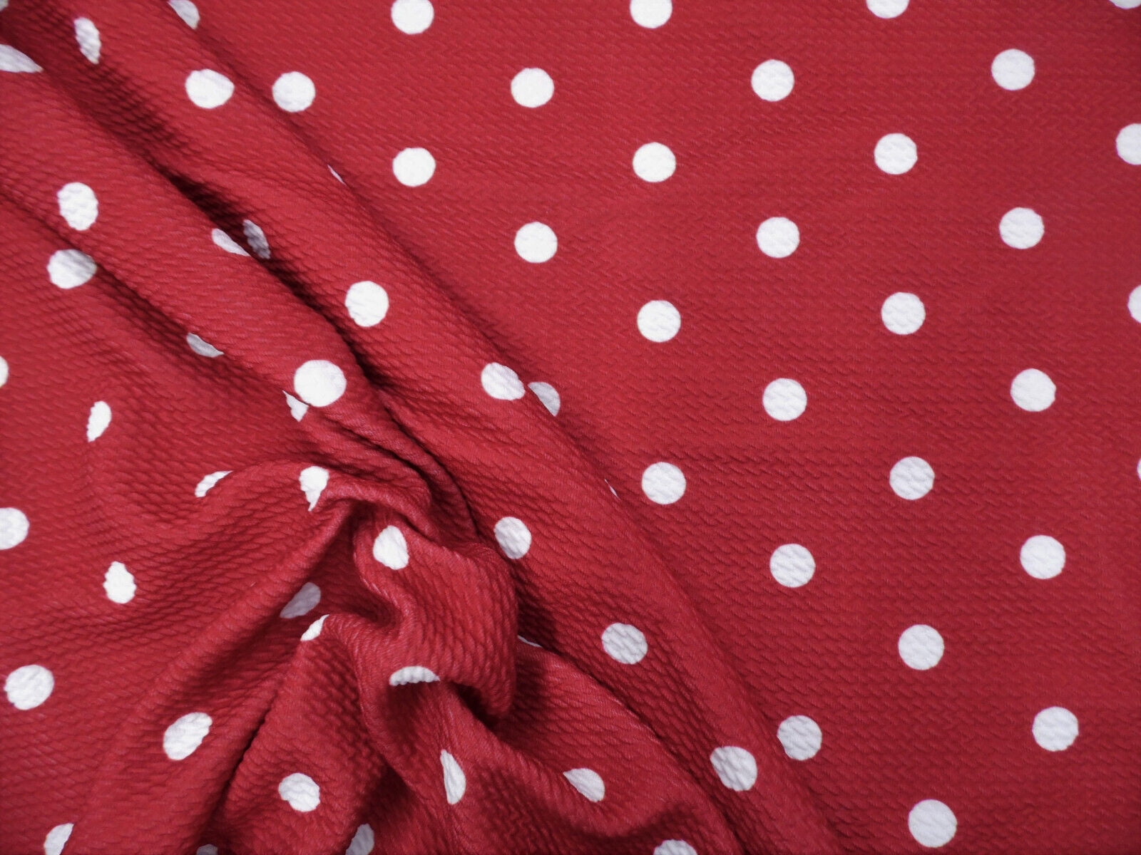 10 Yard Lot Bullet Printed Liverpool Textured Fabric Stretch Red White Small Polka Dot S43