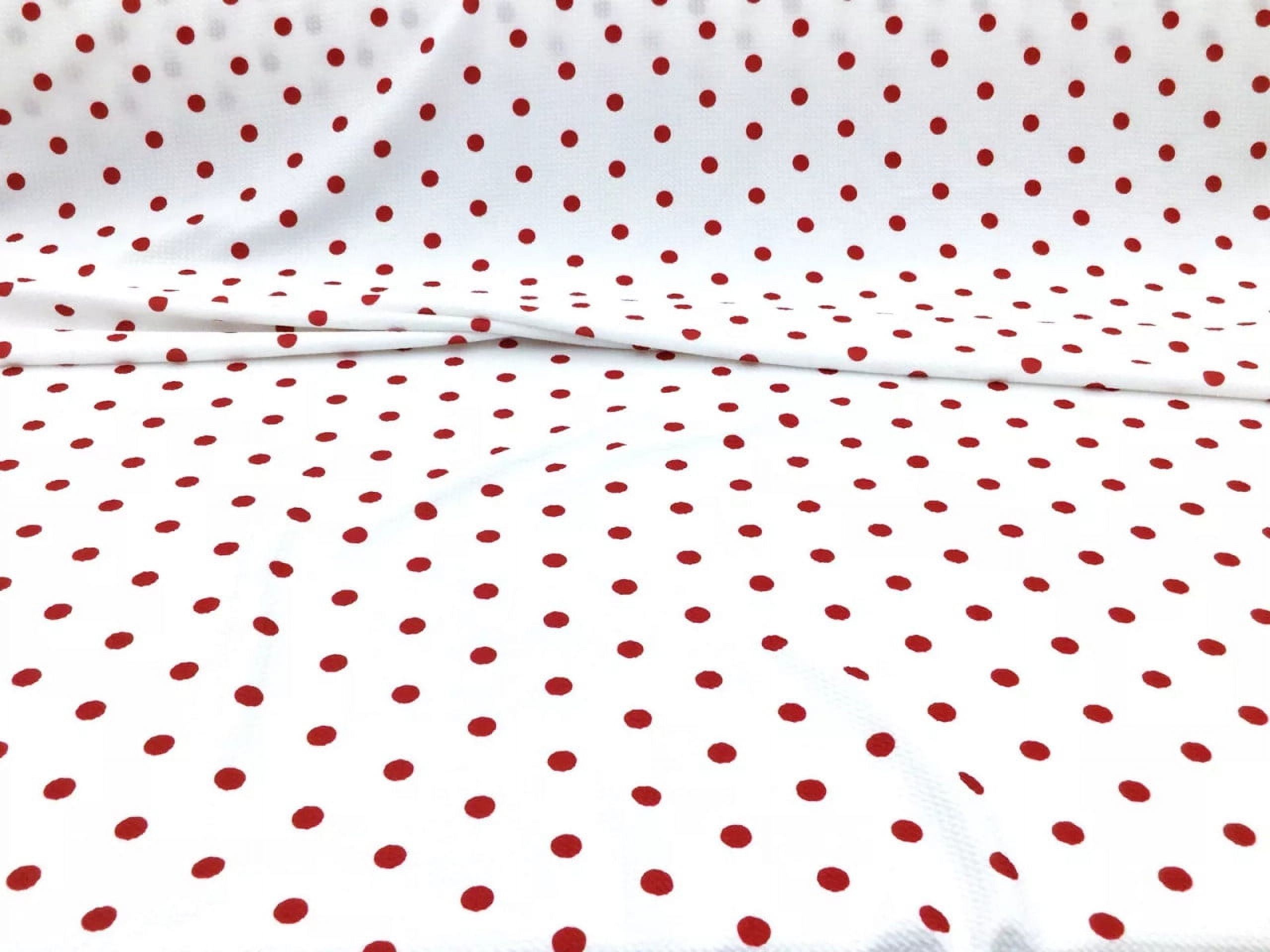 10 Yard Lot Bullet Printed Liverpool Textured Fabric Stretch White Red Small Polka Dot R29