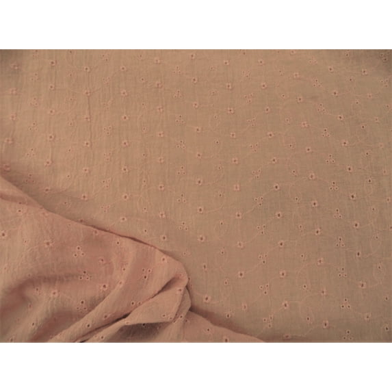 10 Yard Lot Embroidered Eyelet Crinkled Bubble Gauze 100% Cotton Dusty Peach GG36